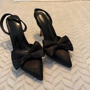 Chic Black Bow Women's Heels